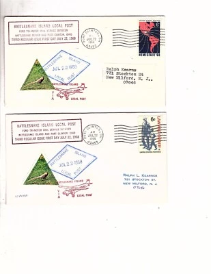 1968 Rattlesnake Island Local Post letter  10 cent stamp perf/imperforate  (e530 - Image 1 of 3