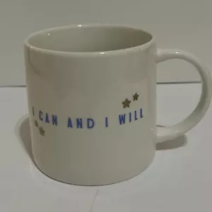 Oversized Threshold Porcelain Mug “I Can And I Will” Blue &White C21 - Picture 1 of 6