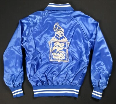 Raro Howe de colección Michael J. Chaqueta de satén 22º Premios Grammy 1980 años 70 80 azul talla M Foto 1 de 4