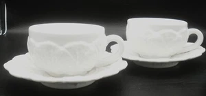 White Cabbage Leaf Cup and Saucer Set of 2 Ceramic BLOCK SUBTIL Portugal - Picture 1 of 8
