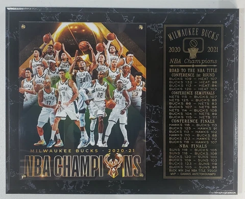 MILWAUKEE BUCKS 2020-2021 NBA CHAMPIONS 12 x 15 PLAQUE Cover