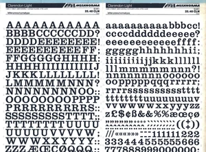Hoja de Letras de Transferencia MECANORMA A3 #744 CLARENDON LIGHT 13mm - Imagen 1 de 2
