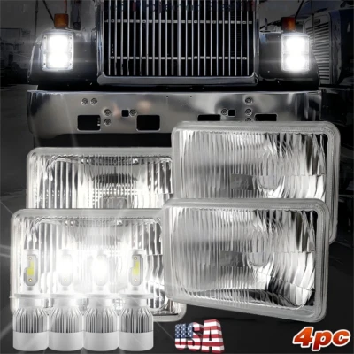 4x6" LED Headlights For International 9300 1988-2002/Western Star 4900 1981-2002 - Image 1 of 4