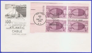 USA3 #1112 U/A HOUSE OF FARNAM FDC PB4 Atlantic Cable Centenario - Imagen 1 de 1