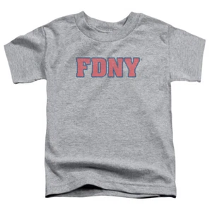 FDNY Toddler T-Shirt New York Fire Dept Logo Heather Tee - Picture 1 of 2