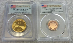 (2) CENTAVO LINCOLN PCGS PR69 DCAM 2011-S SACAGAWEA $1 & 2022-S (2937) - Imagen 1 de 3