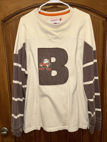 Mitchell & Ness Throwback Cleveland Browns Sweatshirt Brown Tan Men’s X-Large Cover