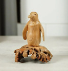 Wooden Penguin Statue, Animal, Nature, Decorative, Hand Carved Sculpture, Gift