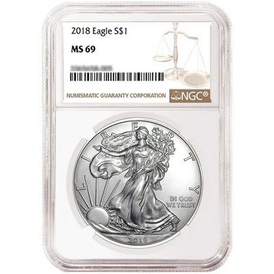 2018 American Silver Eagle Silver $1 NGC MS69 - Image 1 of 2
