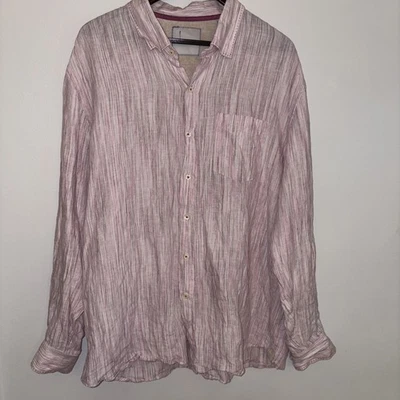 Camisa de vestir Tommy Bahama XXL, 100 % lino rosa con botones para hombre Foto 1 de 4