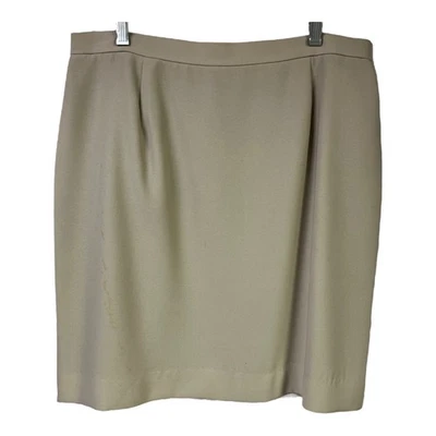 Stanley Blacker Skirt 14 Beige Champagne A-Line Midi Back Slit Button Classic - Image 1 of 4