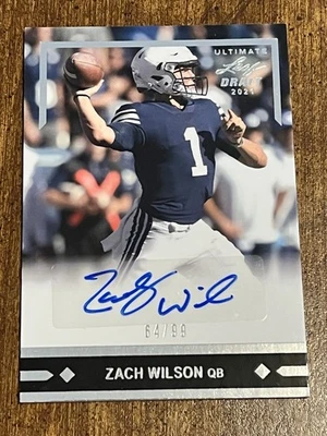 扎克·威尔逊 2021 Leaf 终极选秀亲笔签名 #64/99 BYU、JETS、DOLPHINS — 第 1/2 张图片