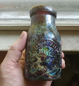 OHIO & PITTSBURGH MILK CO BUTTERMILK RARE DK AMBER HAND BLOWN 1890s MILK BOTTLE - Picture 1 of 9