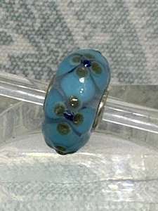 Original Trollbeads OOAK große türkisfarbene Blumen auf klarem CC, neu (54,0) - Bild 1 von 9