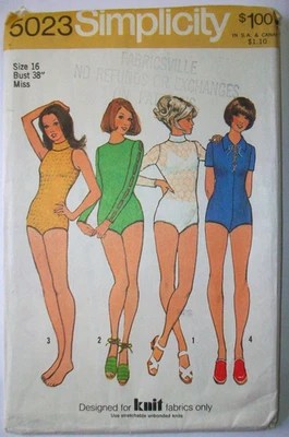 Simplicity Vintage 70s Sewing Pattern 5023 Body Suit Lace Up Size 16 Uncut - Image 1 of 2