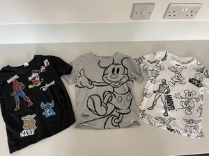 Disney, Marvel, Spiderman, Star Wars T-shirt Bundle Age 2-4 H&M - Picture 1 of 10