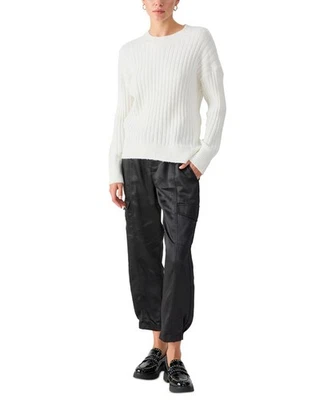 Suéter acanalado cuello redondo Sanctuary para mujer (leche, pequeño) Foto 1 de 4