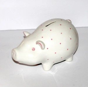Hucha Tiffany & Co porcelana blanca puntos rosas cerdo Italia TIENE UNA GRIETA - Imagen 1 de 12