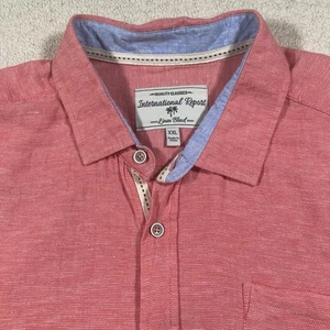 Camisa International Report Tropical Collection Rosa Salmón Para Hombre Mezcla de Lino 2XL - Imagen 1 de 7
