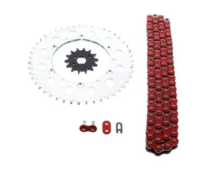 Kawasaki 1995-06 KDX200 / 1997-05 KDX220 Red Chain & Sprocket Silver 13/47 110L - Image 1 of 4