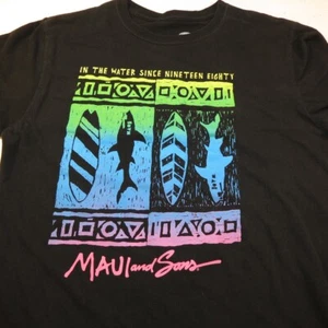 MAUI AND SONS HAWAII HAWAIIAN BEACH SURF SURFING TEE T SHIRT Mens M Black - Picture 1 of 3