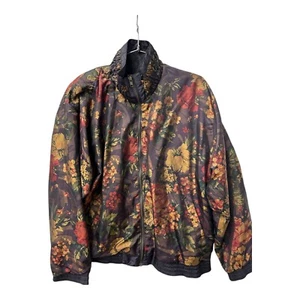 Vintage 90s Lavon Dark Floral Windbreaker Size Large - Picture 1 of 6