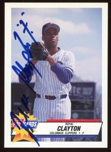 1993 Columbus Clippers ROYAL CLAYTON Signed Card autograph AUTO YANKEES