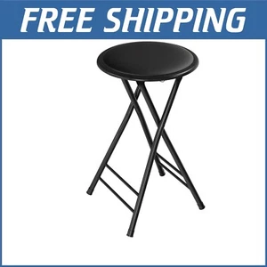 24-Inch Folding Stool - Lightweight Backless Bar Stool with 225lb Capacity - Picture 1 of 11