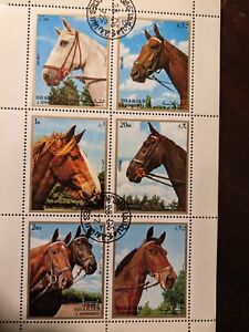 Complete Mini-sheet of six stamps Horses