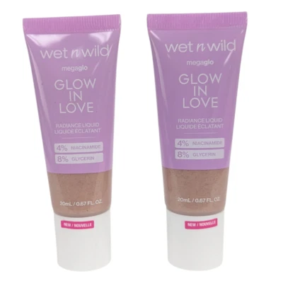 2 x Wet n Wild Mega Glo Liquid Highlighter Vegan & Cruelty-Free - Glow In Love - Image 1 of 3