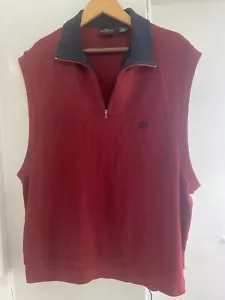 Dockers Golf Sleeveless Pullover Vest Men’s Large L Red 100% Cotton Half Zip Cas - Picture 1 of 4