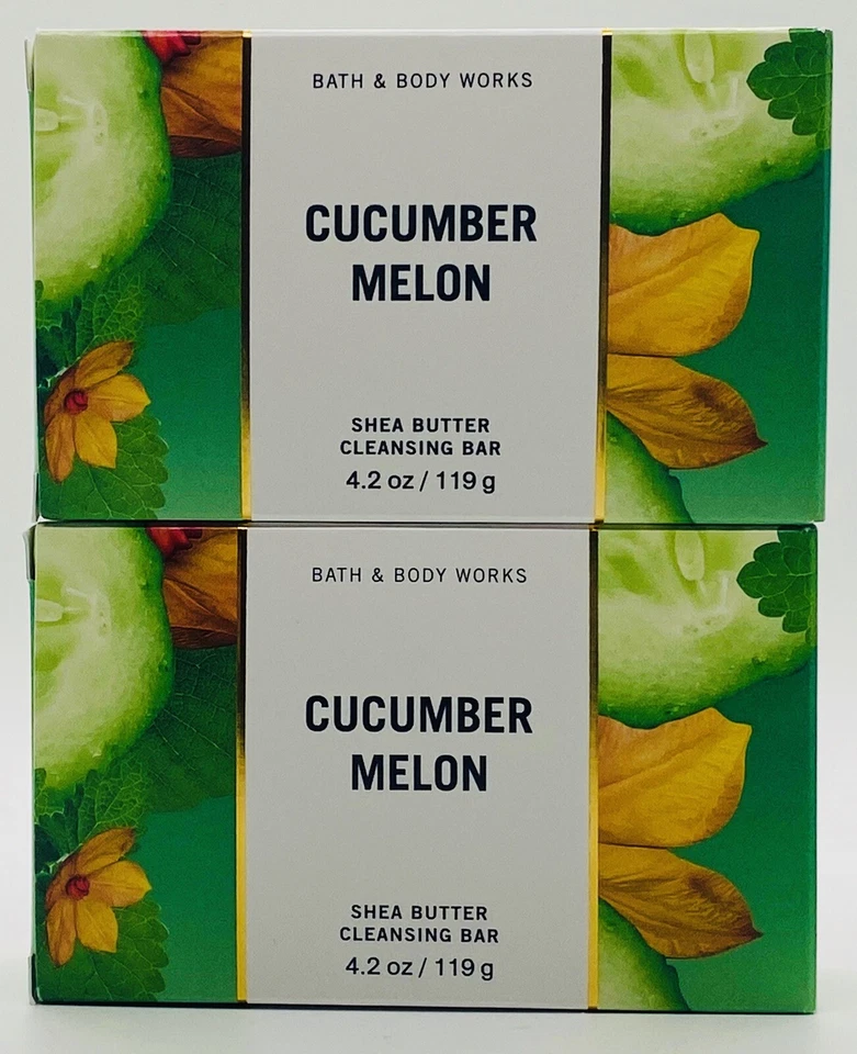 2 Bath & Body Works CUCUMBER MELON Shea Butter Cleansing Body Bar Soap 4.2 oz - Image 1 of 4