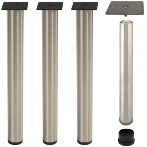 Hafele 635.53.471 SET OF 4 28"H E-Leg 3"D Table Legs w/Levelers Satin Nickel NEW - Picture 1 of 6