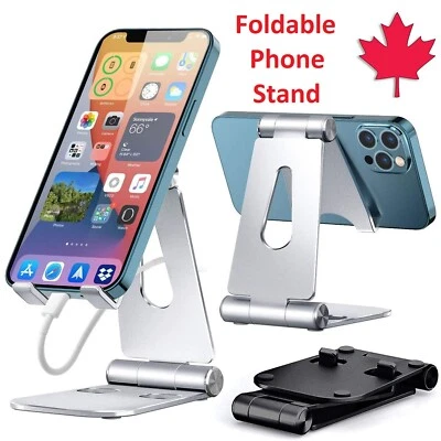 Adjustable Folding Cell Phone Stand Holder Mount Desk Dock For iPhone Samsung - Image 1 of 4