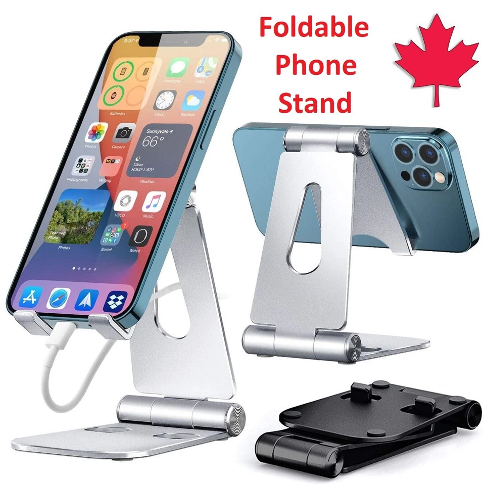 Adjustable Folding Cell Phone Stand Holder Mount Desk Dock For iPhone Samsung - Image 1 of 4