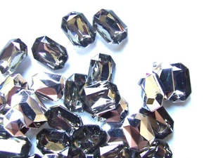 Grey 10x14 mm Oblong Acrylic Rhinestone Gems Oval Pointed Back Bead No Holes - Picture 1 of 2