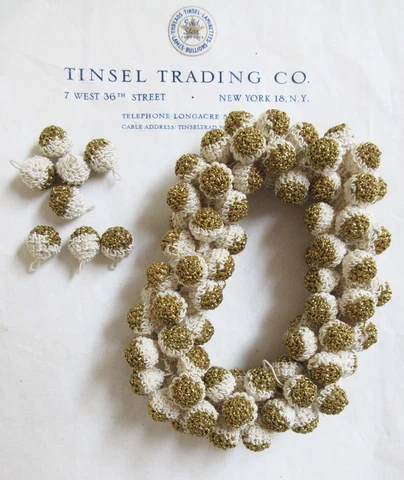8 pcs Vintage Antique Cream Crochet Rayon/Gold Metallic Buttons UNUSED Cover