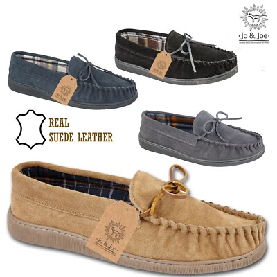 MENS GENTS REAL SUEDE LEATHER MOCCASIN SLIPPERS COMFORT SHOES SIZE UK 7 - 12 - Image 1 of 4