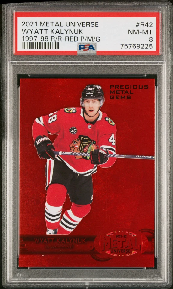 2021-22 Skybox Metal Universe PMG Red /100 Wyatt Kalynuk Rookie RC POP 1 - Image 1 of 1