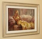 MARK SPAIN (b.1962) Large Oil Painting Woman Reclining on Sofa in Gallery Frame
