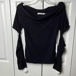 Six Fifty Off Shoulder Top Black Large Cold Elbow long sleeve - Picture 1 of 7