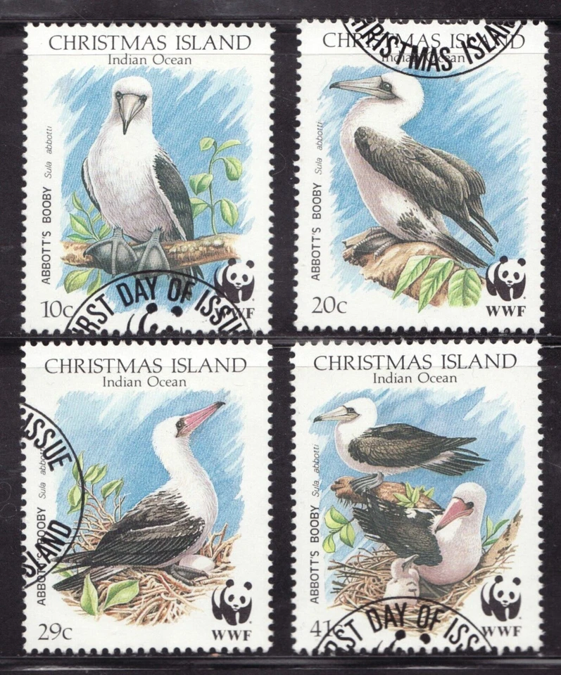Christmas Island Sc #270-73 Abbott's Booby Birds 1990, promoción WWF usado Cv$12 Foto 1 de 1