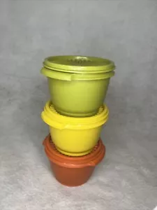 Vintage 3 Tupperware #886-8, 10, 12 Ernte grün, gelb und orange 20 Unzen Servalier - Bild 1 von 9