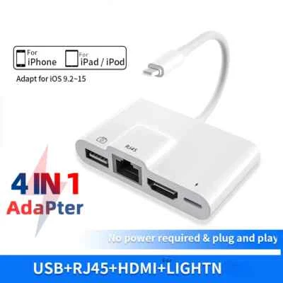Para iPhone RJ45 Ethernet OTG Adaptador Digital HD Red USB Hub Convertidor de Sincronización - Imagen 1 de 4