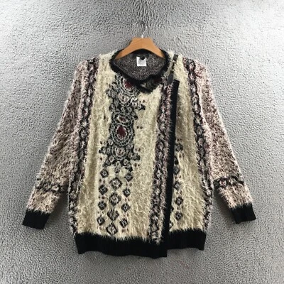 BCBG MaxAzria свитер женщин очень большой бежевый пуловер длинным рукавом пушистый повседневный - Изображение 1 из 4