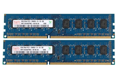 4GB Hynix 2X 2GB 2Rx8 DDR3 1333MHZ PC3-10600U 240Pin DIMM Desktop Memory RAM CL9 - Image 1 of 4