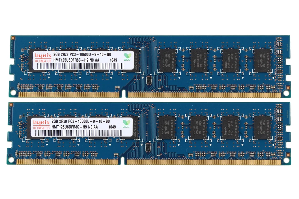 4GB Hynix 2X 2GB 2Rx8 DDR3 1333MHZ PC3-10600U 240Pin DIMM Desktop Memory RAM CL9 - Image 1 of 4