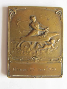 1923 CAR AUTO RACE MEDALLION NIMES FRANCE HENRY MATHIEU SPEED RACING 1 KM - Picture 1 of 4