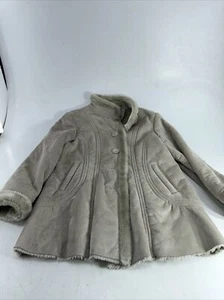 Big Chill - Vintage, Faux Suede, Faux Fur Women Cream-Jacket, Size Large - Picture 1 of 12