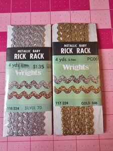 Wrights Metallic Baby Rick Rack Silver or Gold 4 Yards Long New in Package EACH - Picture 1 of 4